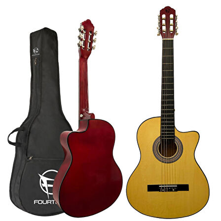 Fourtune Luca CW-200YL Sarı Kesik Kasa Klasik Gitar Seti 4/4 Sap Ayarlı (Cutaway)