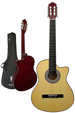 Fourtune Luca CW-200NT Naturel Kesik Kasa Klasik Gitar Seti 4/4 Sap Ayarlı (Cutaway)