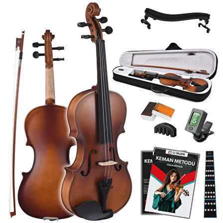 Fourtune Dante VL-200DBR 4/4 Akustik Keman Seti (Tam Boy-Koyu Kahve)