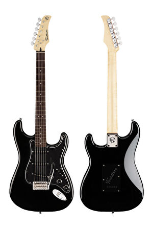 Fourtune Atlas EG-1000BK Gül Klavye Strat Kasa SSS Siyah Elektro Gitar Seti