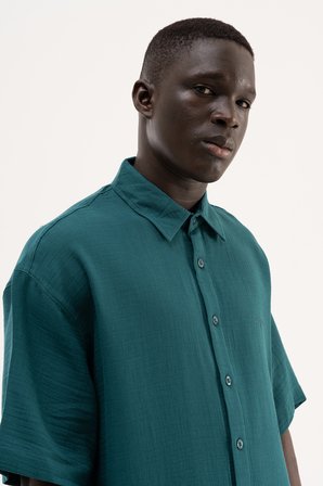 Erkek Basic Cotton Gömlek Yağ Yeşili