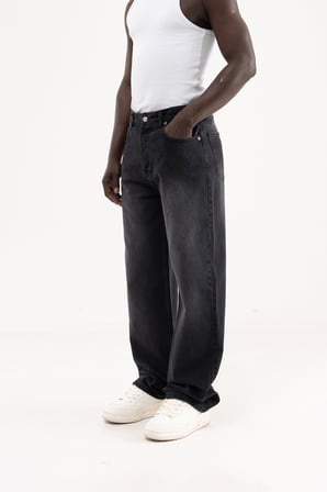 Erkek Degrade Effected Baggy Jean Pantolon Siyah