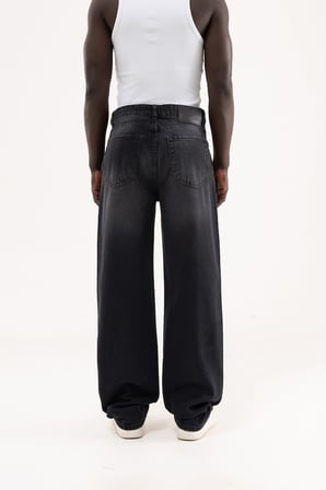 Erkek Degrade Effected Baggy Jean Pantolon Siyah