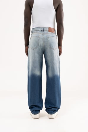 Erkek Degrade Effected Baggy Jean Pantolon Mavi