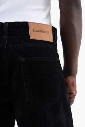 Erkek Suede Finish Baggy Jean Pantolon Siyah
