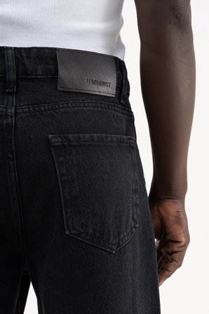 Erkek Studs Embellished Baggy Jean Pantolon Siyah