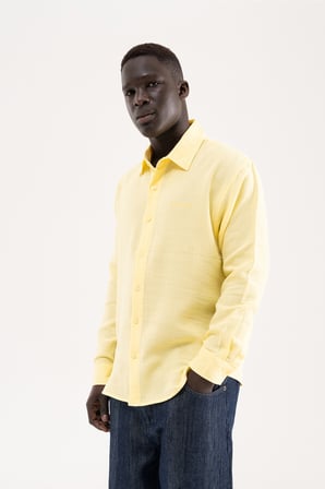 Erkek Basic Uzun Kollu Cotton Gömlek Sarı