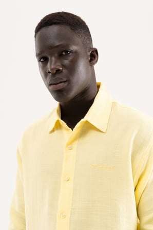 Erkek Basic Uzun Kollu Cotton Gömlek Sarı