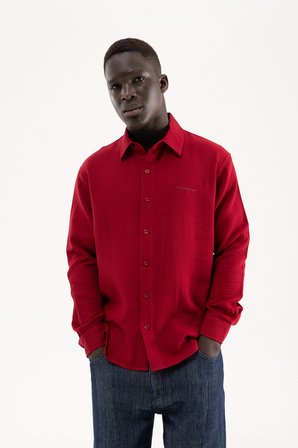 Erkek Basic Uzun Kollu Cotton Gömlek Bordo