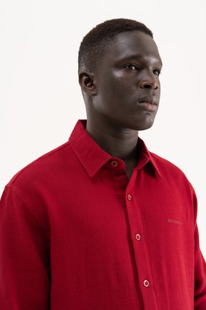 Erkek Basic Uzun Kollu Cotton Gömlek Bordo