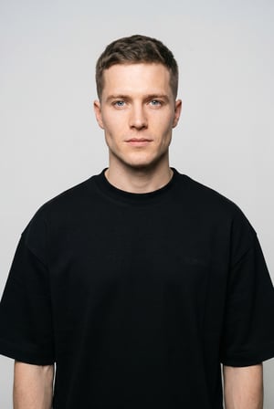Erkek Basic Double Face Oversize Tişört Siyah