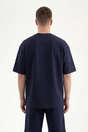 Erkek Basic Double Face Oversize Tişört Gece Mavisi