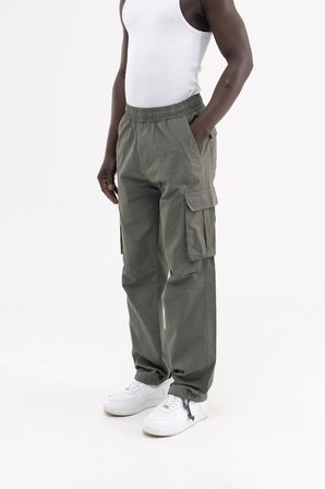 Erkek Cepli Kargo Baggy Jean Pantolon Haki