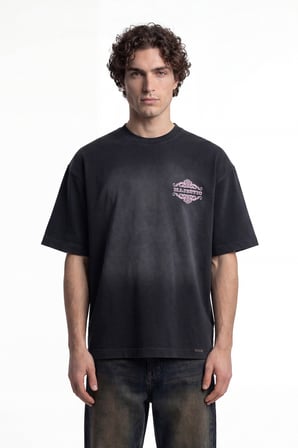 Erkek Majestic Slogan Oversize Tişört Antrasit
