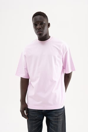 Erkek Degrade Yıkamalı Oversize Tişört Pembe