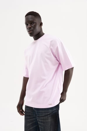 Erkek Degrade Yıkamalı Oversize Tişört Pembe