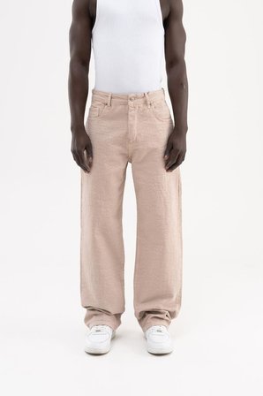 Erkek Jakarlı Baggy Jean Pantolon Vizon