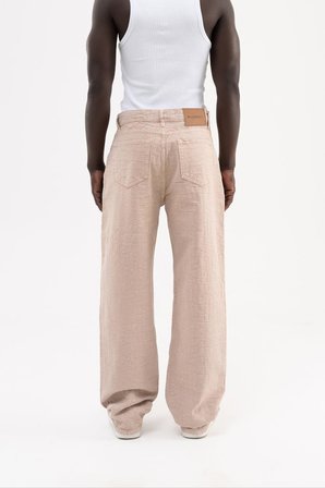 Erkek Jakarlı Baggy Jean Pantolon Vizon
