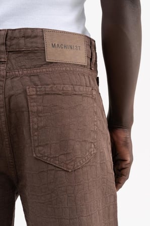 Erkek Jakarlı Baggy Jean Pantolon Kahverengi
