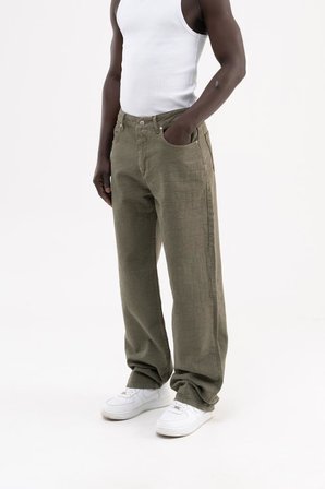 Erkek Jakarlı Baggy Jean Pantolon Haki