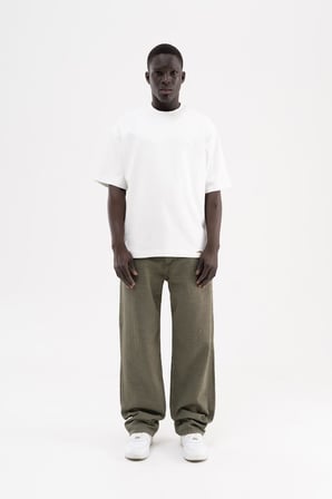 Erkek Jakarlı Baggy Jean Pantolon Haki