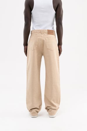 Erkek Jakarlı Baggy Jean Pantolon Bej