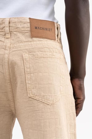 Erkek Jakarlı Baggy Jean Pantolon Bej