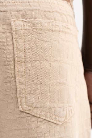 Erkek Jakarlı Baggy Jean Pantolon Bej