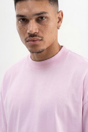 Erkek Basic Pamuklu Super Oversize Tişört Pembe