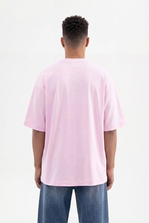 Erkek Basic Pamuklu Super Oversize Tişört Pembe