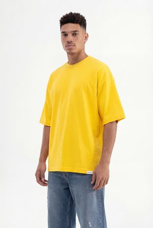 Erkek Basic Pamuklu Super Oversize Tişört Koyu Sarı