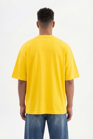 Erkek Basic Pamuklu Super Oversize Tişört Koyu Sarı