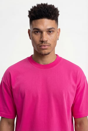 Erkek Basic Super Pamuklu Oversize Tişört Fuşya