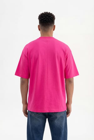 Erkek Basic Super Pamuklu Oversize Tişört Fuşya