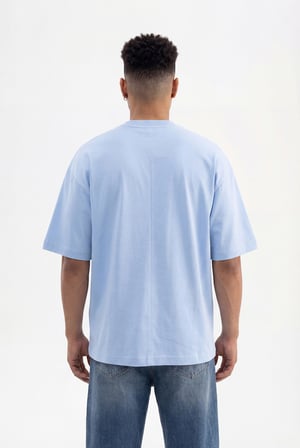 Erkek Basic Pamuklu Super Oversize Tişört Bebe Mavi