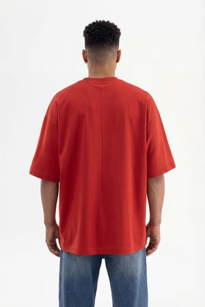 Erkek Basic Pamuklu Super Oversize Tişört Kiremit