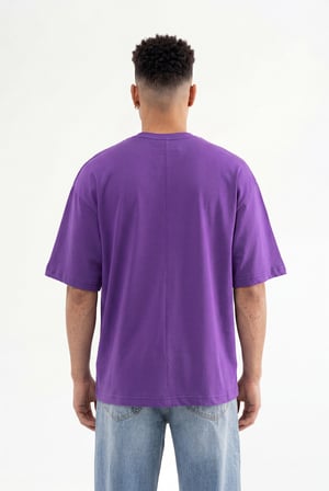 Erkek Basic Pamuklu Super Oversize Tişört Açık Mor