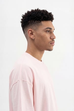 Erkek Basic Pamuklu Super Oversize Tişört Toz Pembe