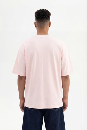 Erkek Basic Pamuklu Super Oversize Tişört Toz Pembe