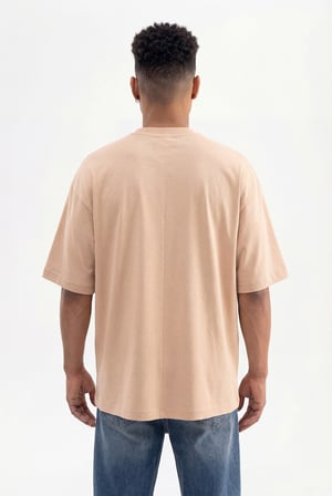 Erkek Basic Pamuklu Super Oversize Tişört Vizon
