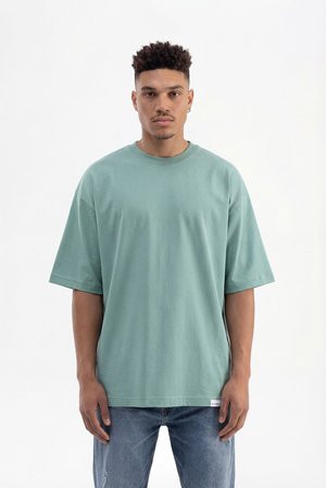 Erkek Basic Pamuklu Super Oversize Tişört Yosun Yeşili