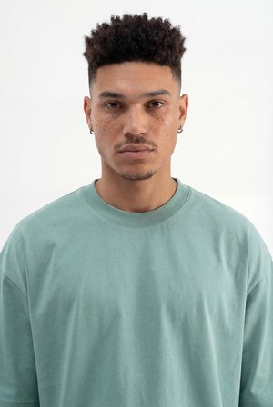 Erkek Basic Pamuklu Super Oversize Tişört Yosun Yeşili