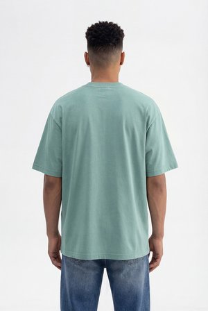 Erkek Basic Pamuklu Super Oversize Tişört Yosun Yeşili
