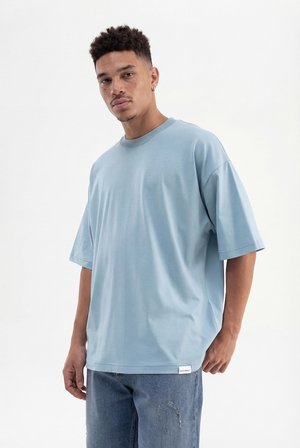 Erkek Basic Pamuklu Super Oversize Tişört Soluk Mavi