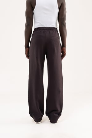 Erkek Nakışlı Double Face Pantolon Koyu Kahverengi