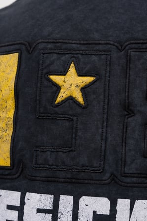 Erkek 1987 Patched Baskılı Oversize Tişört Siyah