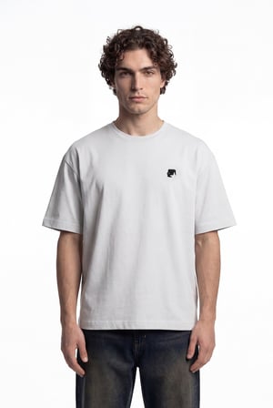 Erkek 1987 Patched Baskılı Oversize Tişört Uzay Grisi