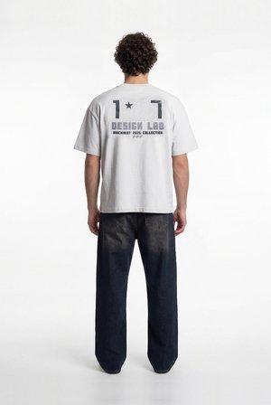Erkek 1987 Patched Baskılı Oversize Tişört Uzay Grisi