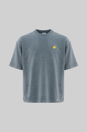 Erkek 1987 Patched Baskılı Oversize Tişört Gri