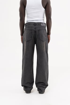 Erkek Yıpratmalı Efektli Baggy Jean Pantolon Koyu Mavi